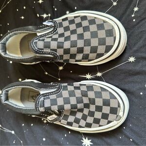 Vans Kids Black and Gray Checkered Slip-On Sneakers